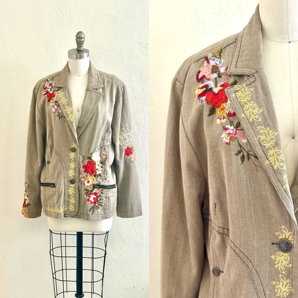 Sold / Johnny Was floral embroidered jacket blazer size xl